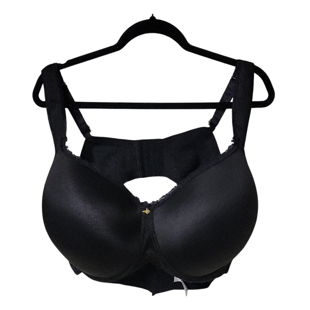 Ashley Stewart Butterfly Underwire Black Lace Trim Push Up Bra Size 44DD